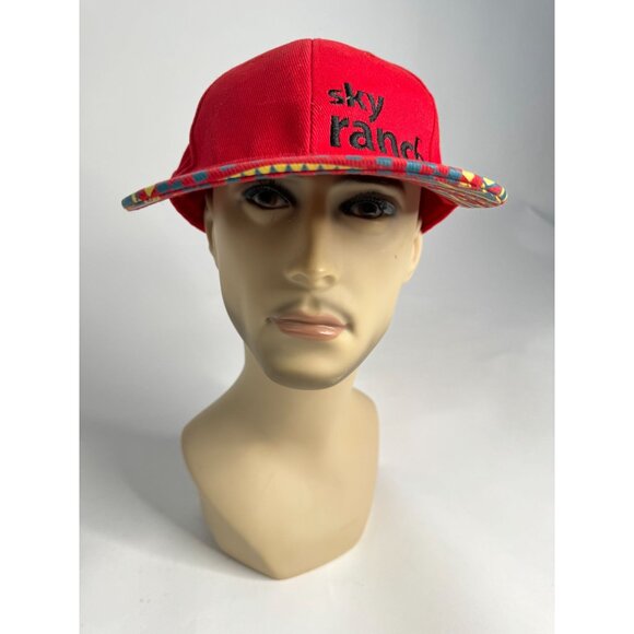 Sky Ranch Red Snapback Hat With Colorful Patterned Brim Adjustable Fit - Picture 8 of 16